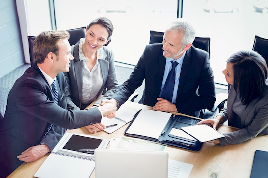 employees at a Las Vegas business meeting